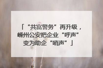 “共富警务”再升级，嵊州公安把企业“呼声”变为助企“哨声”
