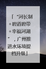 “河长制+碧道碧带+幸福河湖”，广州推进水环境提档升级