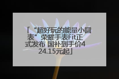“超好玩的能量小圆表”荣耀手表Fit正式发布 国补到手价424.15元起