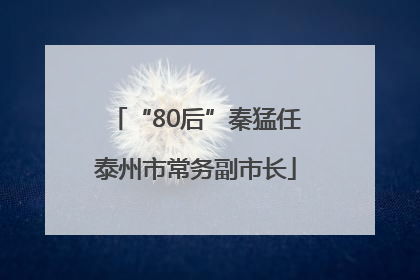 “80后”秦猛任泰州市常务副市长