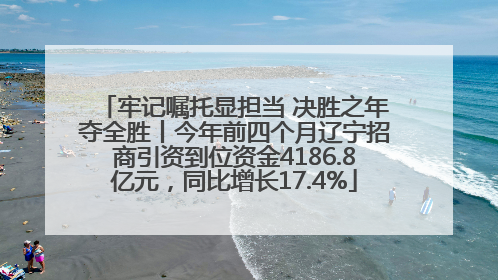 牢记嘱托显担当 决胜之年夺全胜丨今年前四个月辽宁招商引资到位资金4186.8亿元，同比增长17.4%