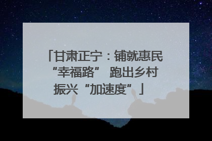 甘肃正宁：铺就惠民“幸福路” 跑出乡村振兴“加速度”