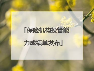 保险机构投管能力成绩单发布