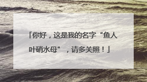 你好，这是我的名字“鱼人叶硝水母”，请多关照！