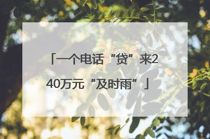 一个电话“贷”来240万元“及时雨”