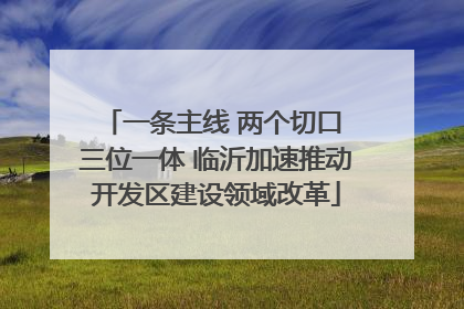 一条主线 两个切口 三位一体 临沂加速推动开发区建设领域改革