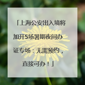 上海公安出入境将加开5场暑期夜间办证专场：无需预约，直接可办！