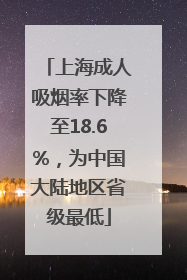 上海成人吸烟率下降至18.6%,为中国大陆地区省级最低