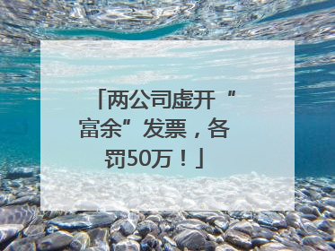 两公司虚开“富余”发票，各罚50万！