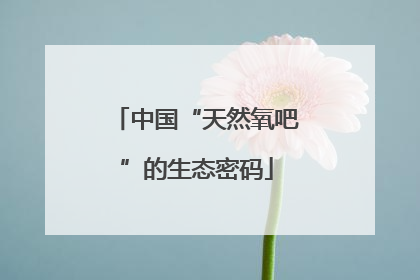 中国“天然氧吧”的生态密码