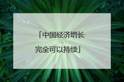 中国经济增长完全可以持续
