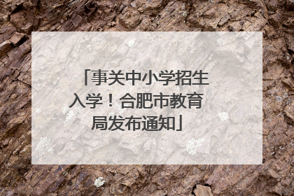 事关中小学招生入学！合肥市教育局发布通知