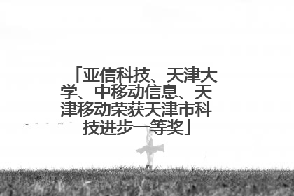 亚信科技、天津大学、中移动信息、天津移动荣获天津市科技进步一等奖