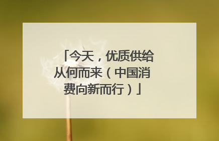 今天，优质供给从何而来（中国消费向新而行）