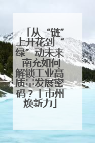 从“链”上开花到“绿”动未来 南充如何解锁工业高质量发展密码？丨市州焕新力