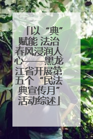 以“典”赋能 法治春风浸润人心——黑龙江省开展第五个“民法典宣传月”活动综述