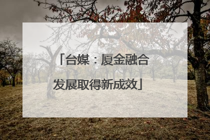 台媒：厦金融合发展取得新成效