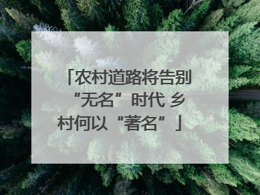 农村道路将告别“无名”时代 乡村何以“著名”