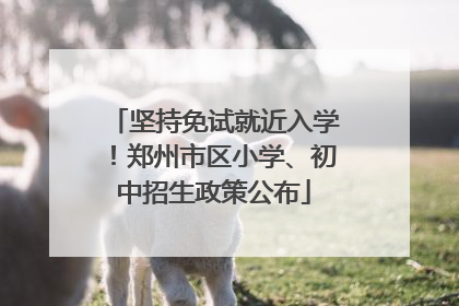 坚持免试就近入学！郑州市区小学、初中招生政策公布