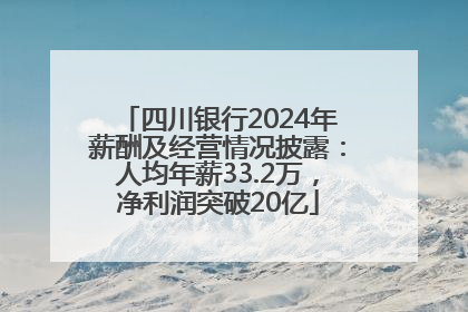 四川银行2024年薪酬及经营情况披露：人均年薪33.2万，净利润突破20亿