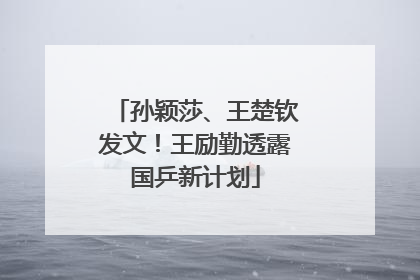 孙颖莎、王楚钦发文！王励勤透露国乒新计划