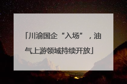 川渝国企“入场”，油气上游领域持续开放