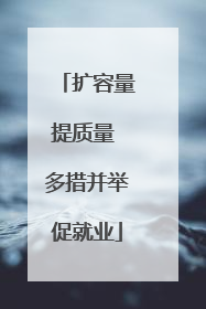 扩容量提质量 多措并举促就业