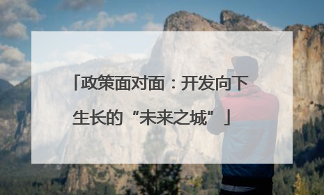 政策面对面：开发向下生长的“未来之城”