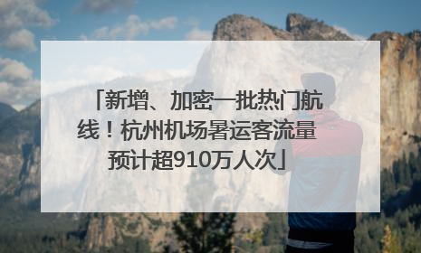 新增、加密一批热门航线！杭州机场暑运客流量预计超910万人次