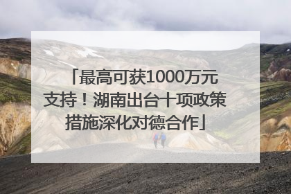 最高可获1000万元支持！湖南出台十项政策措施深化对德合作