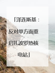 泽连斯基：反对单方面重启扎波罗热核电站
