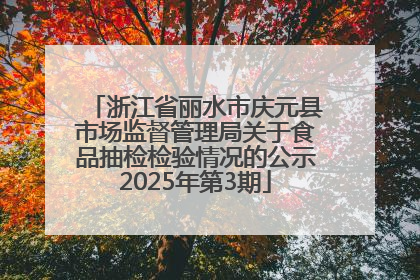 浙江省丽水市庆元县市场监督管理局关于食品抽检检验情况的公示2025年第3期
