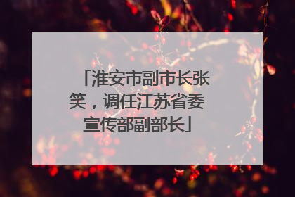淮安市副市长张笑，调任江苏省委宣传部副部长