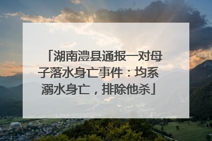 湖南澧县通报一对母子落水身亡事件：均系溺水身亡，排除他杀