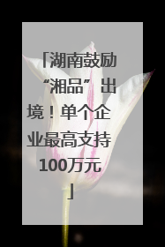 湖南鼓励“湘品”出境！单个企业最高支持100万元