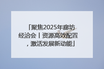 聚焦2025年廊坊经洽会丨资源高效配置，激活发展新动能