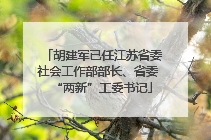 胡建军已任江苏省委社会工作部部长、省委“两新”工委书记