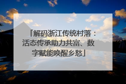 解码浙江传统村落：活态传承助力共富、数字赋能唤醒乡愁