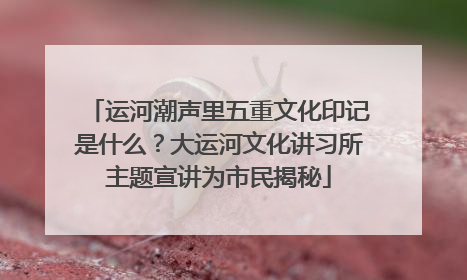 运河潮声里五重文化印记是什么？大运河文化讲习所主题宣讲为市民揭秘