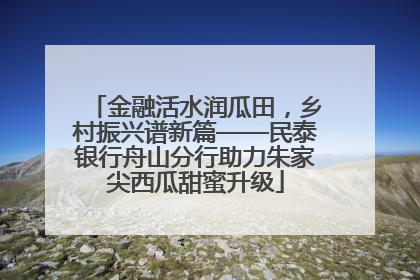 金融活水润瓜田，乡村振兴谱新篇——民泰银行舟山分行助力朱家尖西瓜甜蜜升级