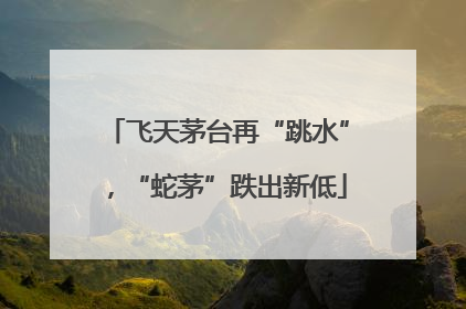 飞天茅台再“跳水”，“蛇茅”跌出新低