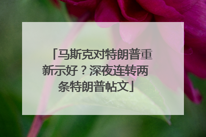马斯克对特朗普重新示好？深夜连转两条特朗普帖文