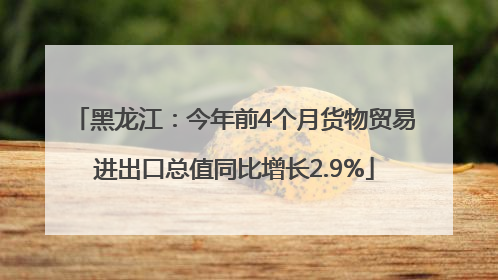 黑龙江：今年前4个月货物贸易进出口总值同比增长2.9%