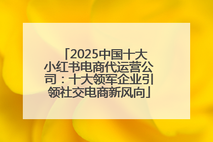 2025中国十大小红书电商代运营公司：十大领军企业引领社交电商新风向