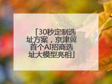 30秒定制选址方案，京津冀首个AI招商选址大模型亮相