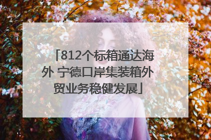 812个标箱通达海外 宁德口岸集装箱外贸业务稳健发展